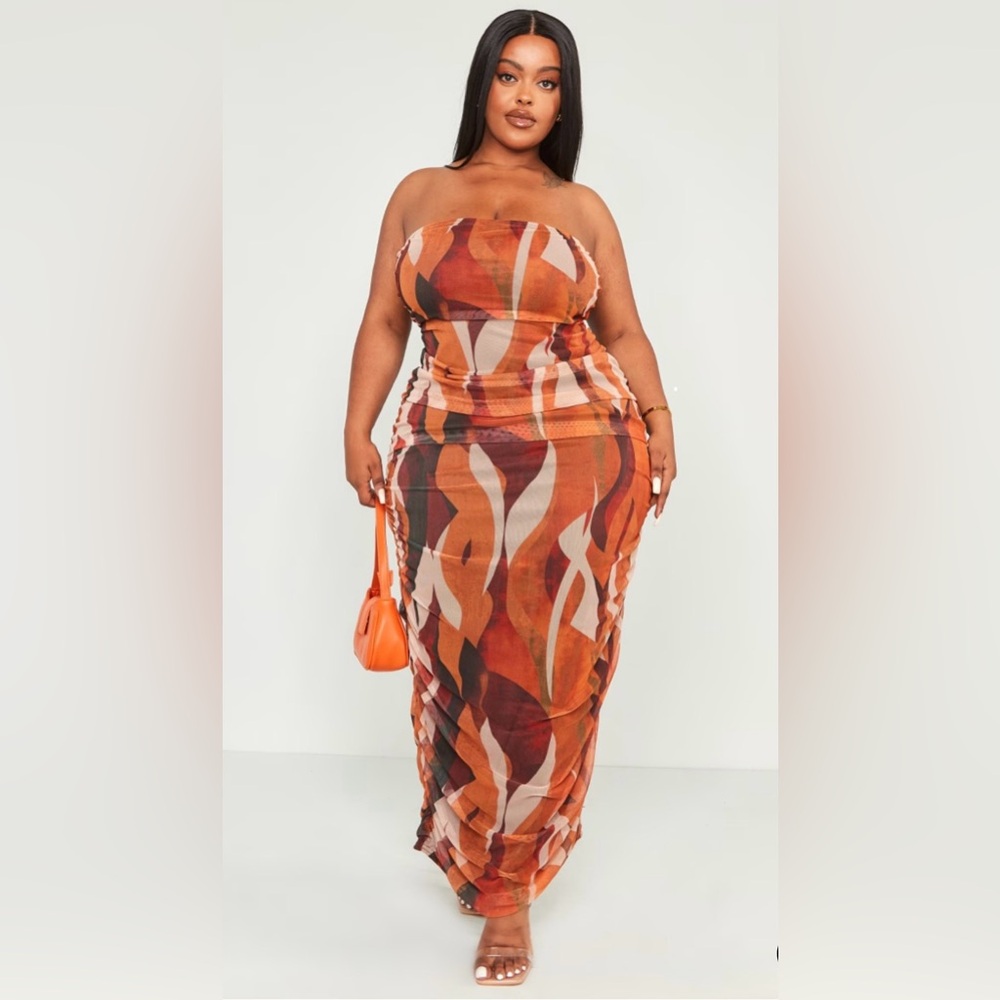PrettyLittleThing Multicolor Abstract Maxi Dress